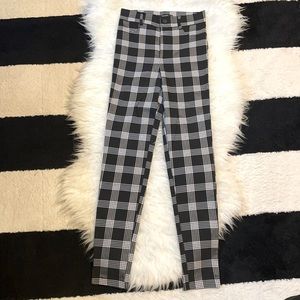 High waisted stretch woven plaid pants S